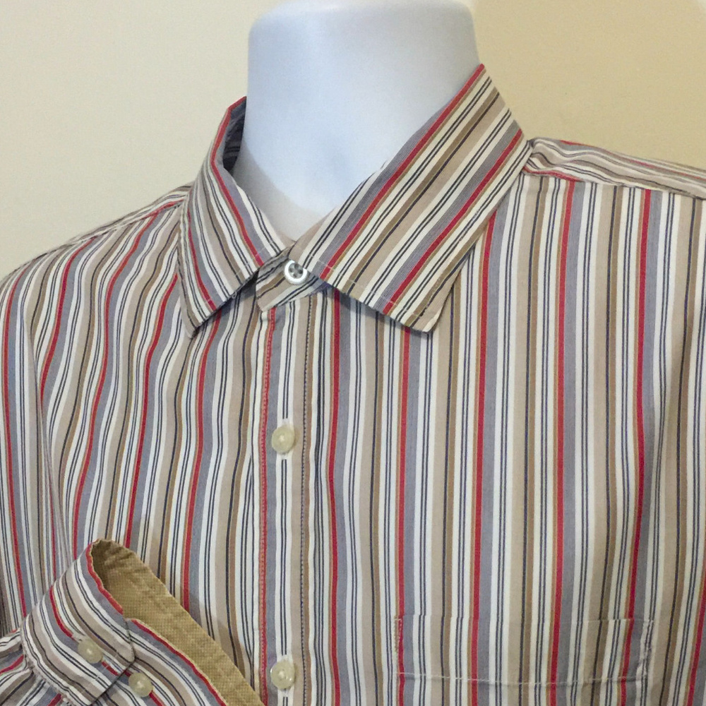 Banana Republic Brown & Red Striped Dress Shirt